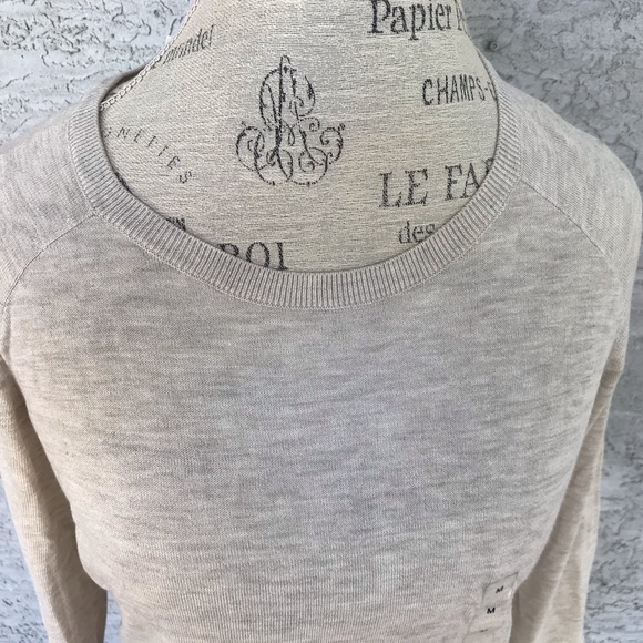 H&M NWT Soft Cream Beige Sweater with Grey Brown Sequins and Beaded Cuffs Size M - Picture 7 of 8